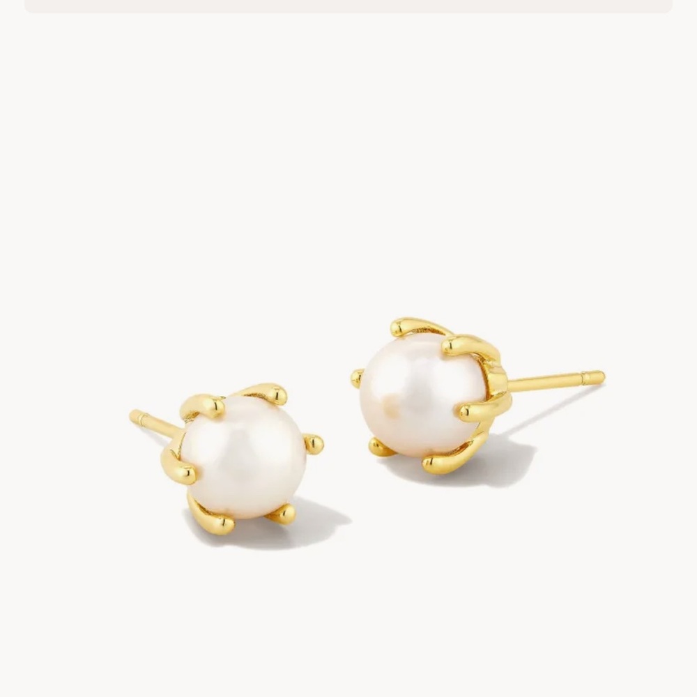 Kendra Scott Gold and White Pearl Stud Earrings